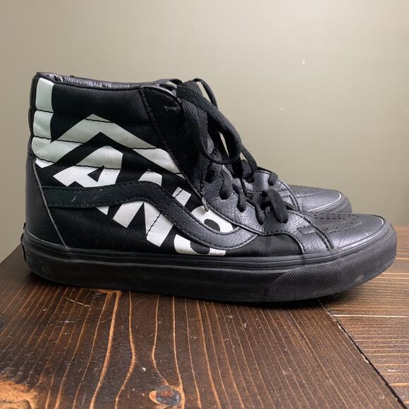 Vans Sk8-Hi Reissue Skate Shoes Black Big Large Logo Mens Sz 7.5 Women Sz 9 - Picture 5 of 10